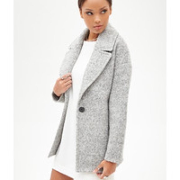 Forever 21 Gray Wool Blend Boucle Cocoon Car Coat Size M - Picture 1 of 8